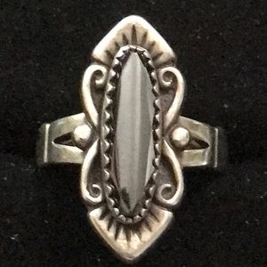 Vintage Hematite southwestern Sterling silver Ring